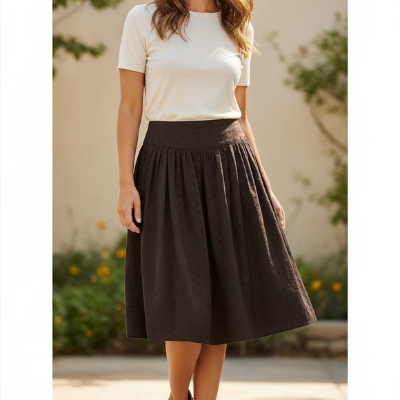 Merona Dresses & Skirts - Merona 6 Skirt Brown Eyelet Cotton Lined Boho Cottagecore A Line